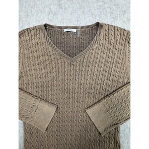 Tyler Boe Women's Brown Cable Knit V-Neck Sweater Size Small